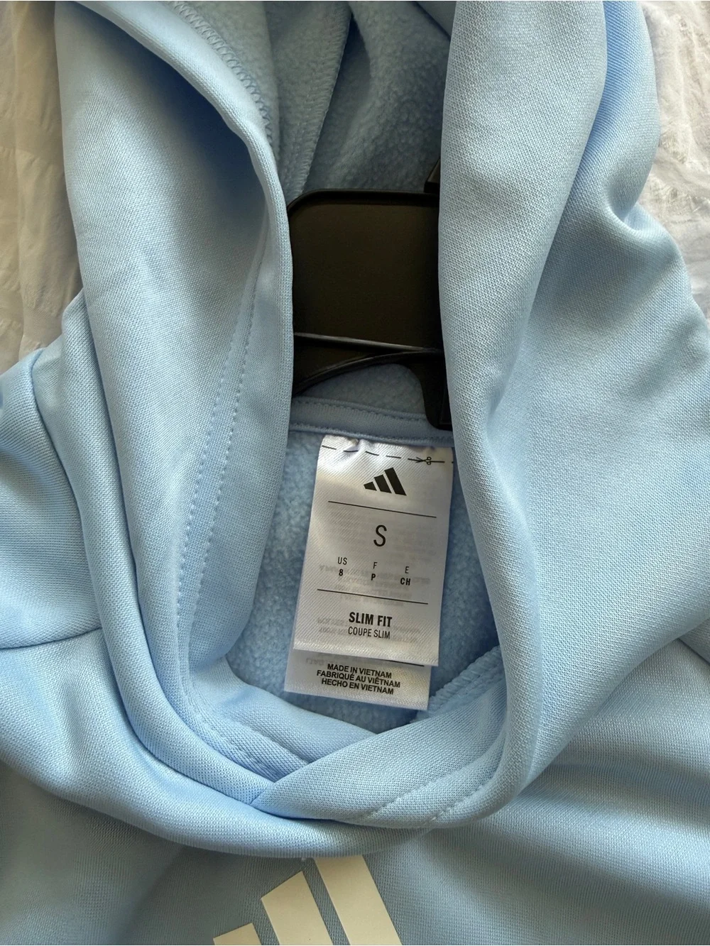 adidas Light Blue Pullover Hoodie with White Logo Accent